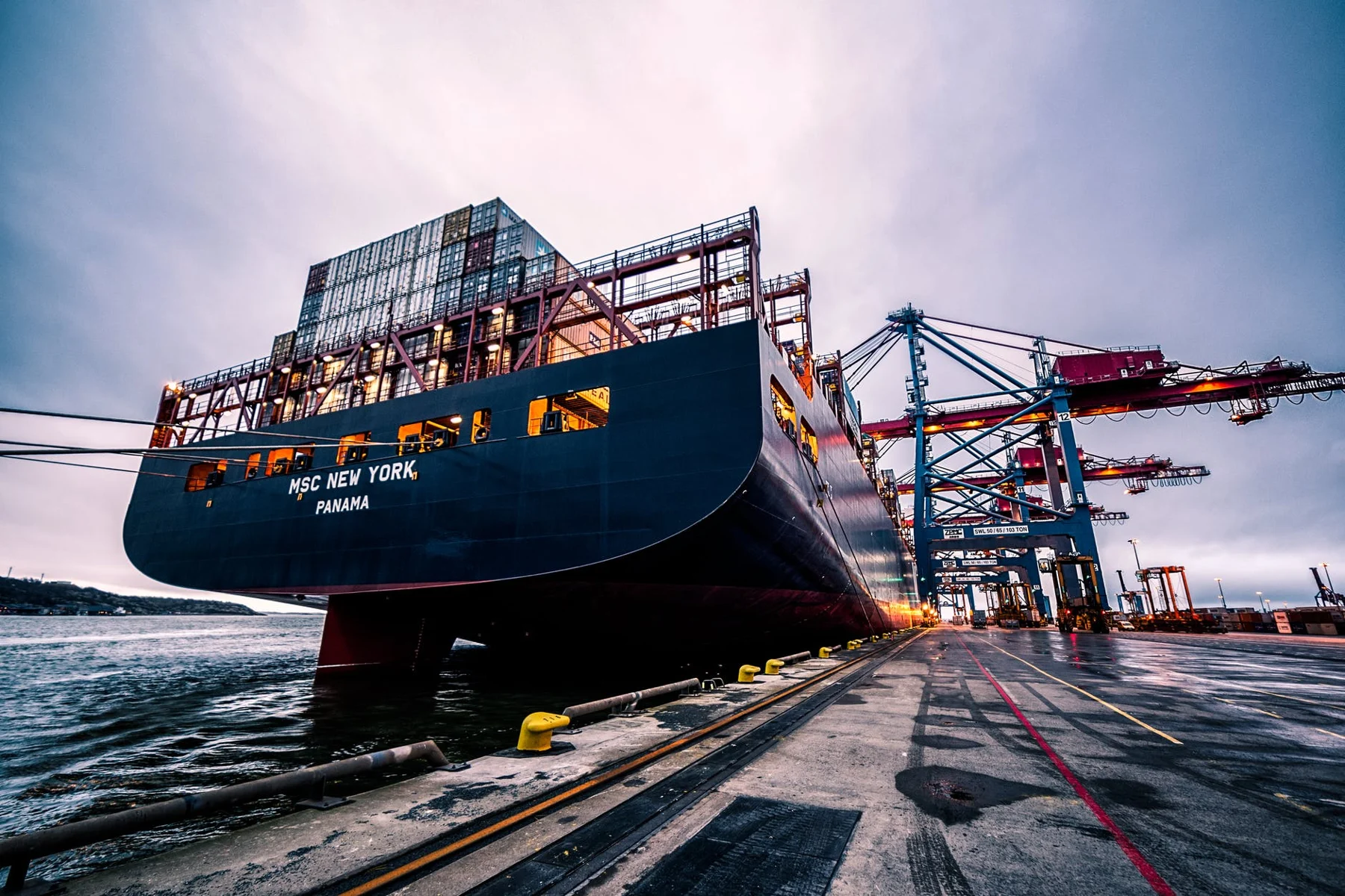 Ocean cargo vessel at a container terminal